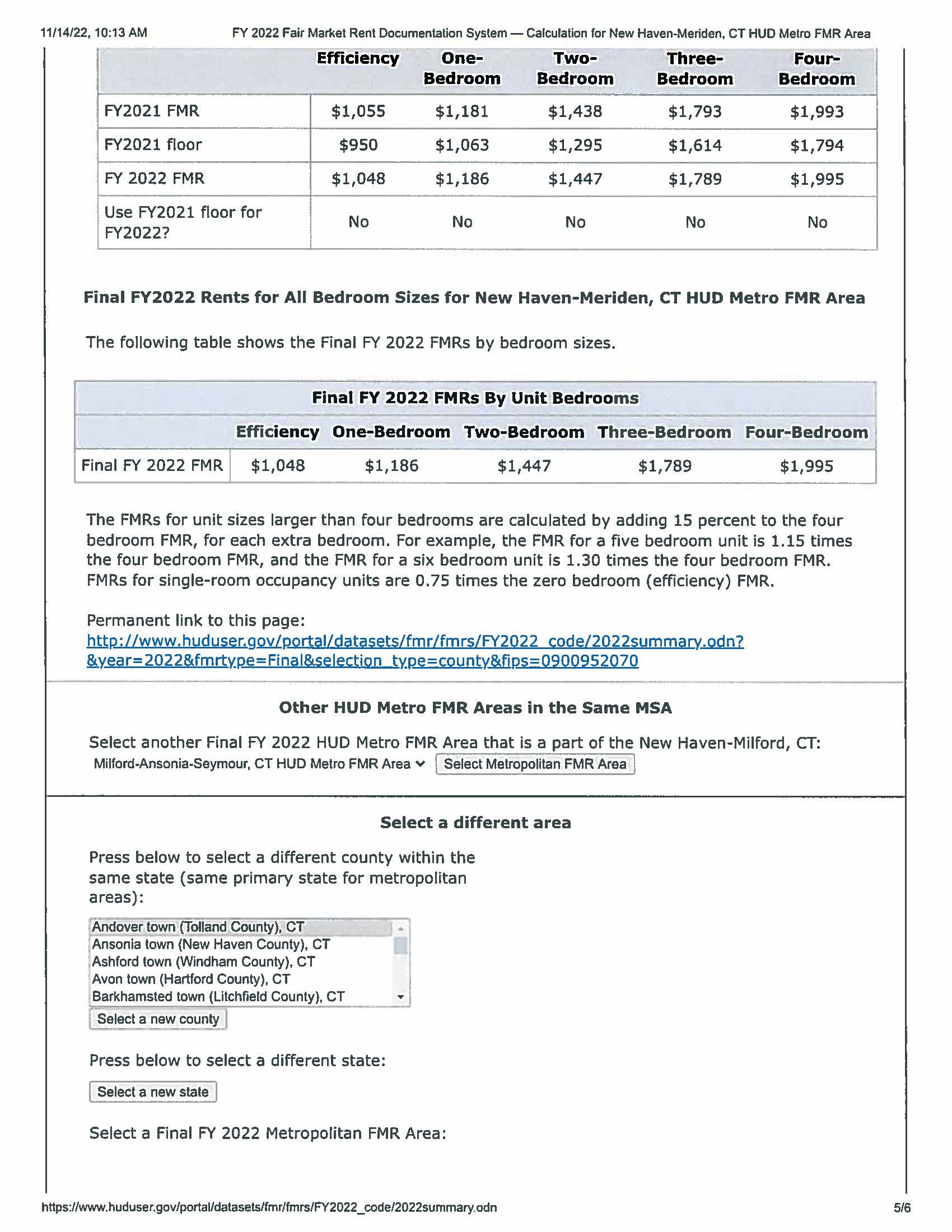 2022 Fair Market Rent Hamden Economic & Neighborhood Development